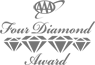 The image shows a "Four Diamond Award" logo featuring ornate text and four diamond icons aligned horizontally, indicating a high rating.