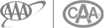 The image displays two logos: on the left, the AAA logo with an orbit design, and on the right, the CAA logo enclosed in a circle.